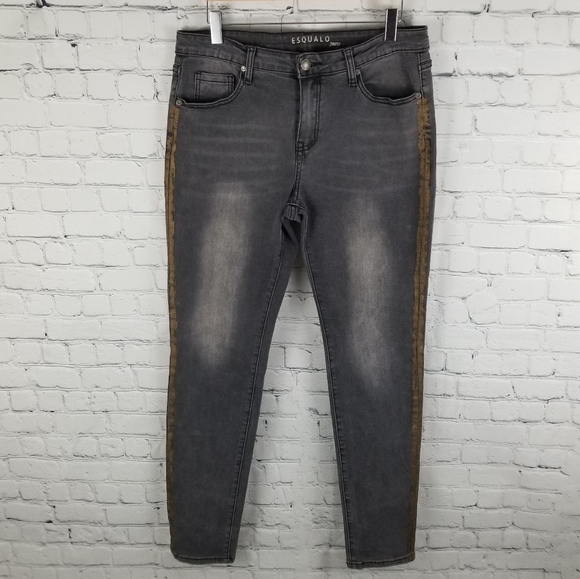 ESQUALO | black distressed copper stripe jeans - Picture 2 of 9